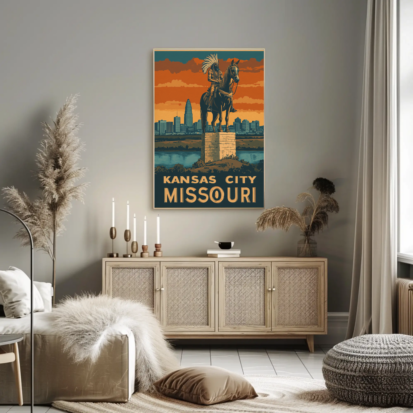 Kansas City Missouri Vintage Poster - Native Monument