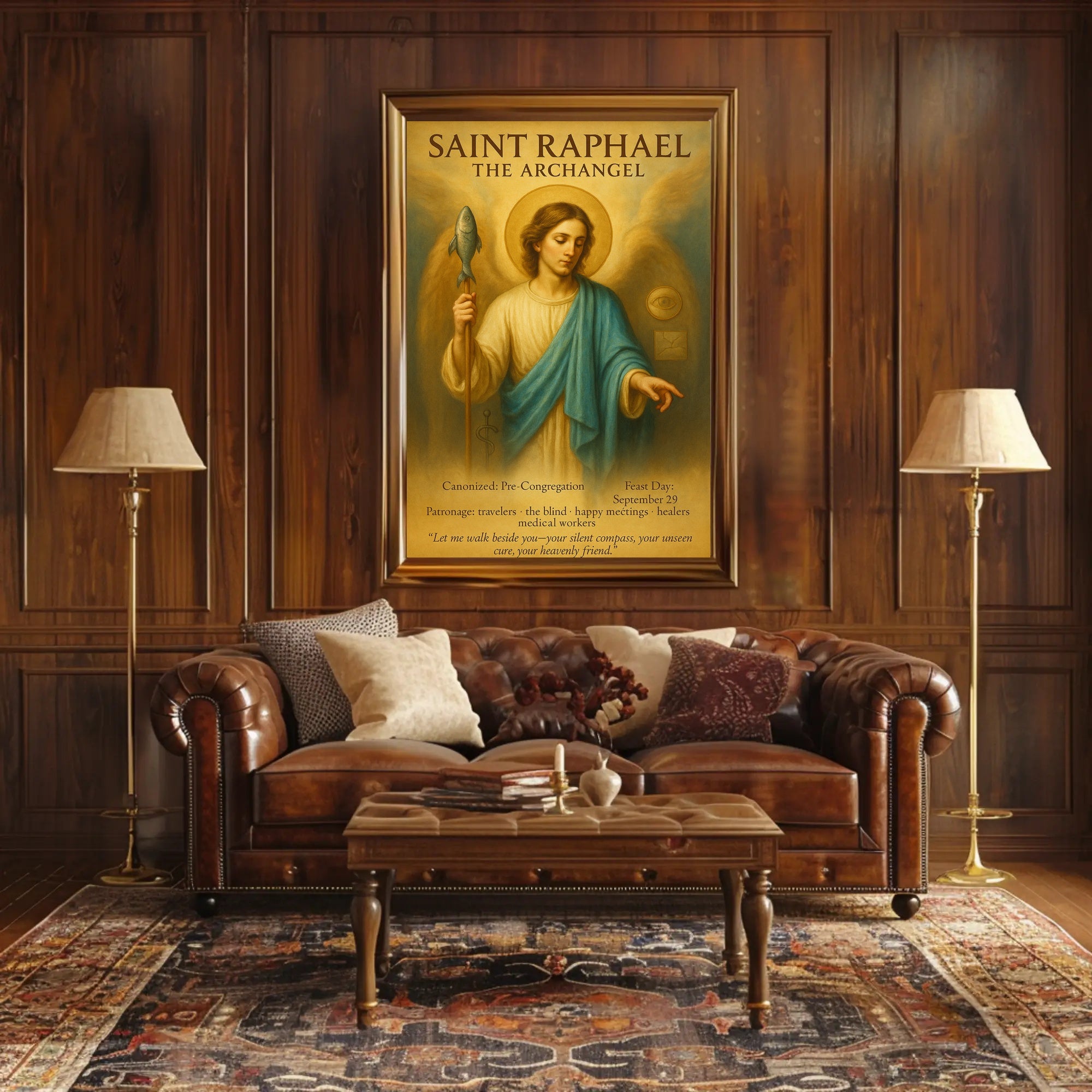 Saint Raphael Vintage Religious Iconography Poster