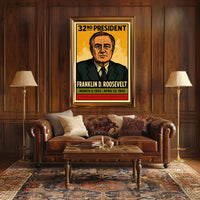 Franklin D. Roosevelt 32nd President of the United States Inked Comic Style Poster