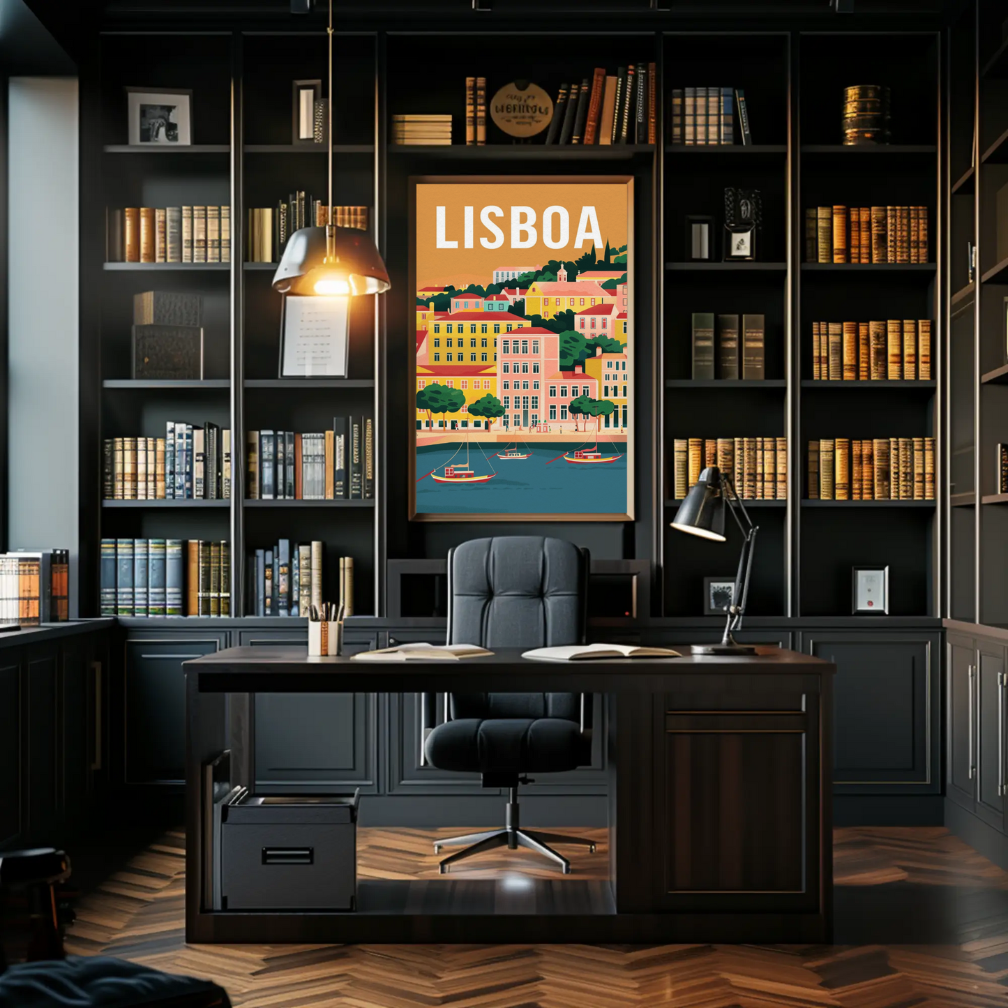 Lisbon Colorful Coastal Cityscape Portugal Print Travel Poster