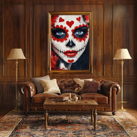 Day of the Dead Face Face Makeup Red Hearts Poster