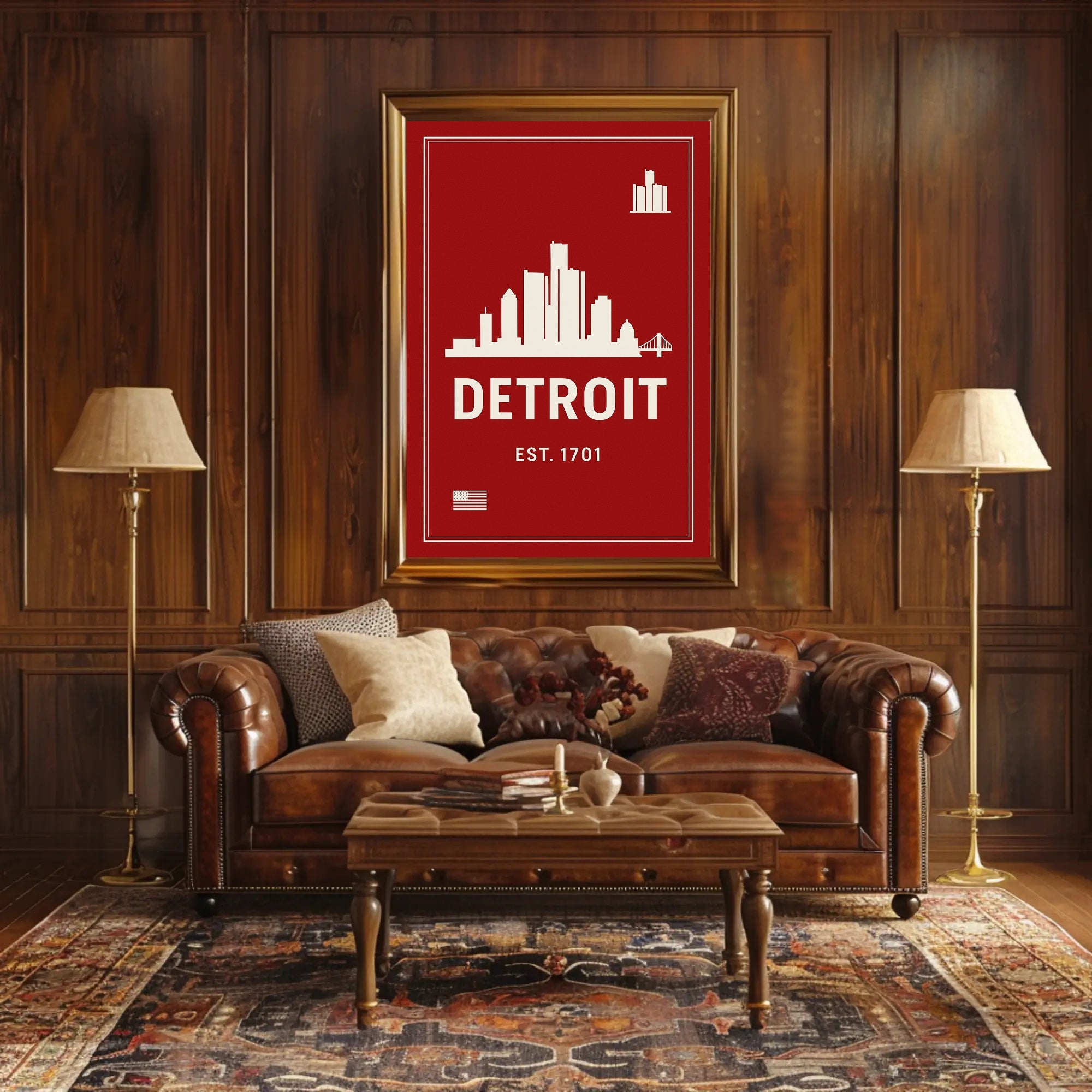 Detroit Skyline Poster PosterGoat