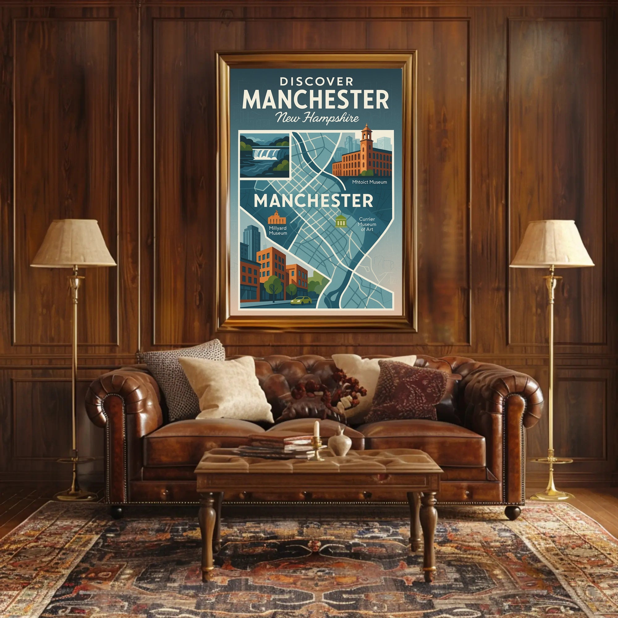 Discover Manchester, New Hampshire Poster PosterGoat