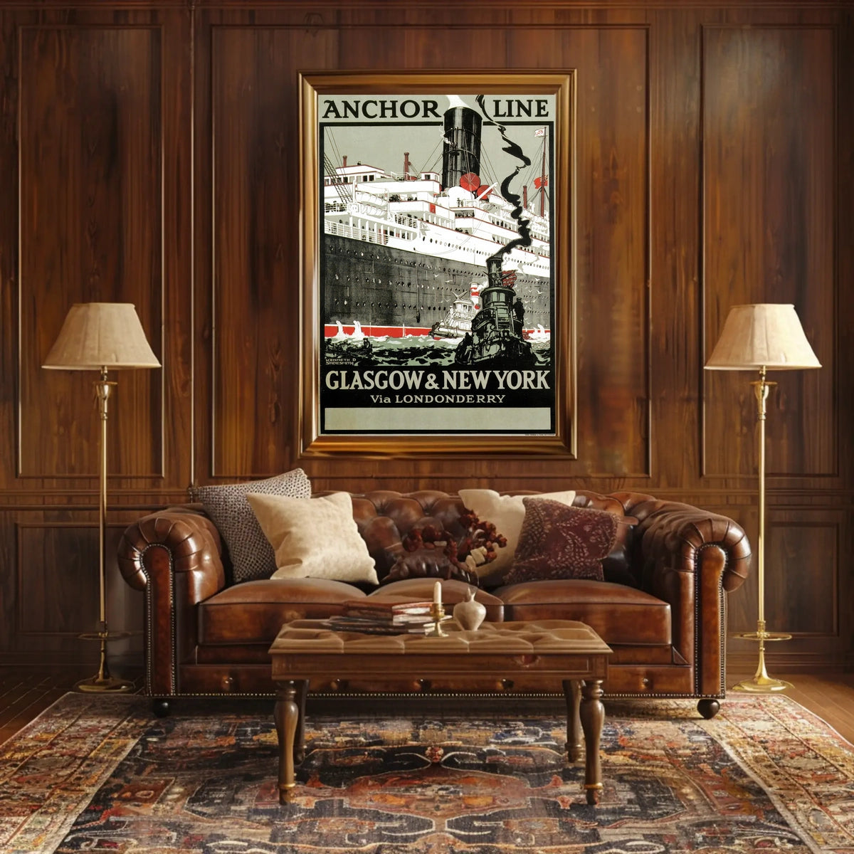 Anchor Line Vintage Transatlantic Voyage Poster