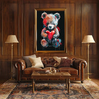 Heartfelt Colors Whimsical Teddy Bear Art Poster