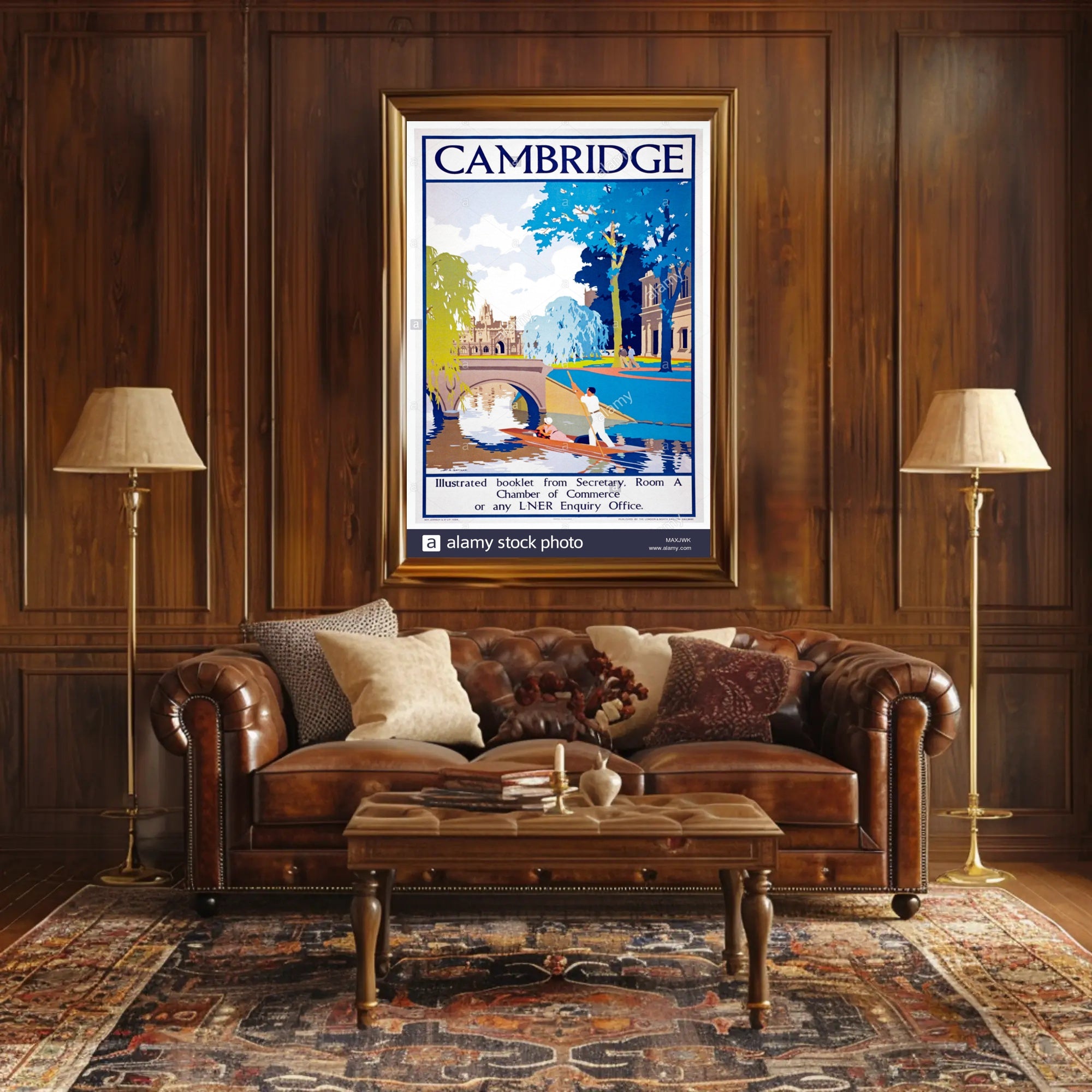 Vintage Cambridge Travel Scene with Punting on the River Travel Poster PosterGoat