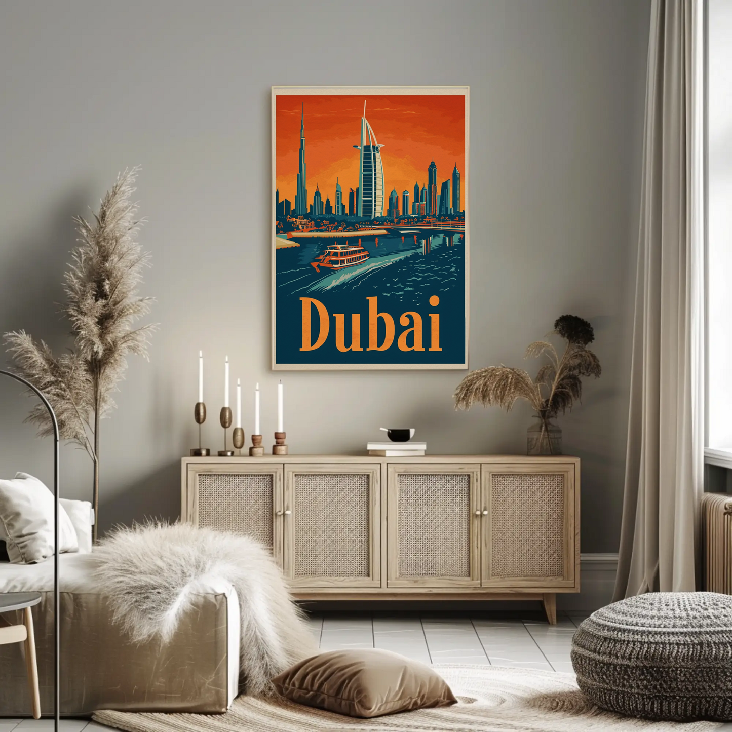Dubai Cityscape Vintage Poster