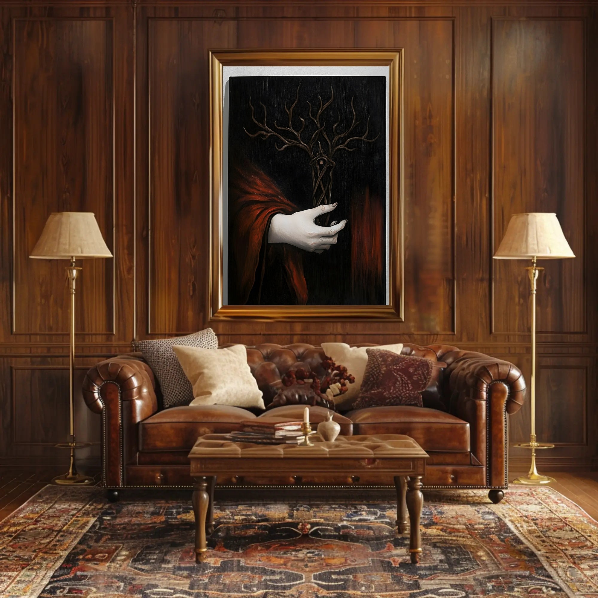 Surreal Hand Art with Red Fabric Abstract or Artistic Poster PosterGoat