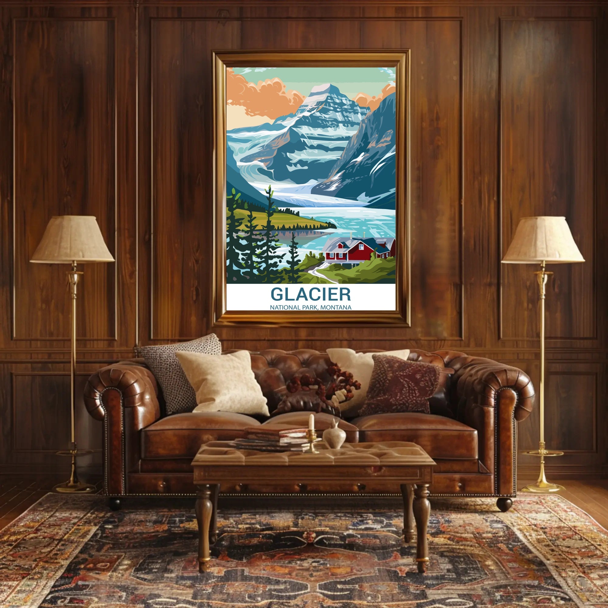 Scenic View of Glacier National Park Travel Poster