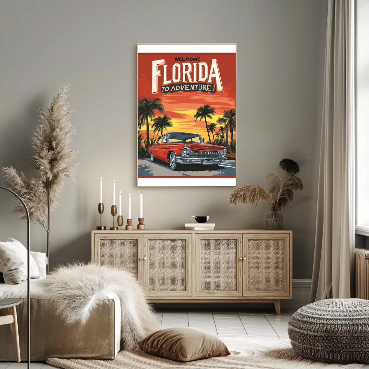 Florida Sunset Adventure Vintage Travel Poster