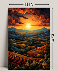 Sunset Over Rolling Hills Poster