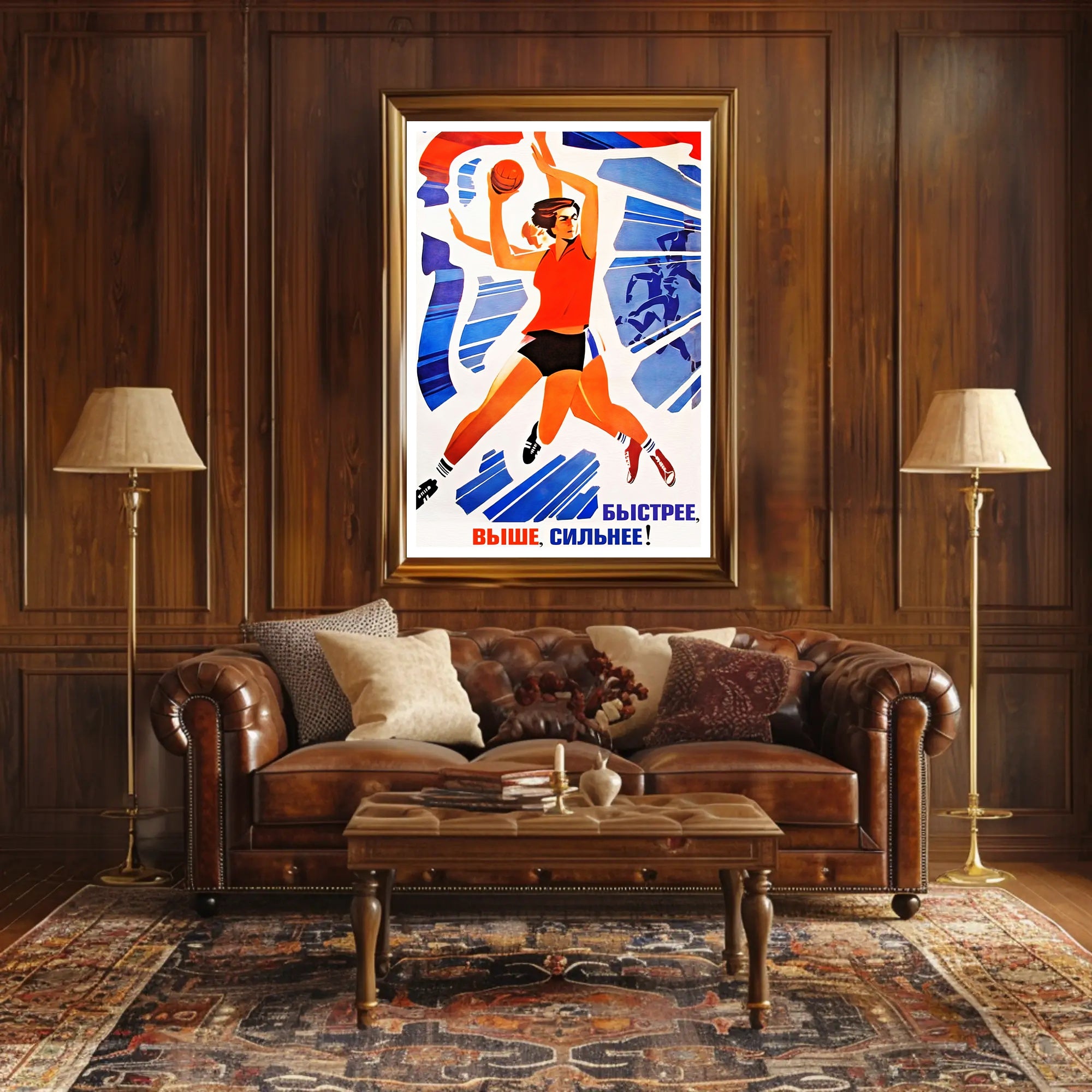 Dynamic Female Athlete Vintage Sports Propaganda Poster