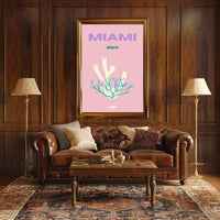 Miami Beach Coral Fantasy Travel Poster PosterGoat