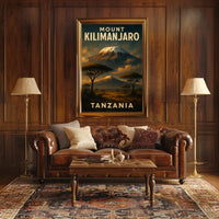 Kilimanjaro Majestic Vintage Travel Painterly Watercolor Nostalgic African Landscape Poster