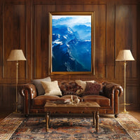 Majestic Aerial Mountain Range Photorealistic Poster