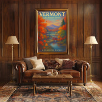 Vermont Autumn Serene Poster Vintage Landscape