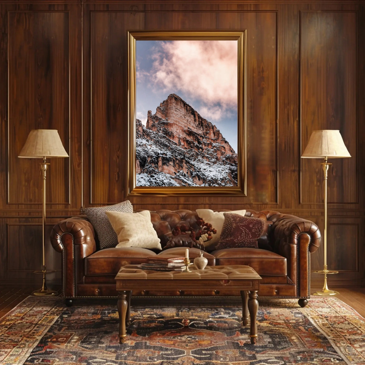 Majestic Snow-Capped Mountain Photorealistic Art Poster
