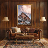 Majestic Snow-Capped Mountain Photorealistic Art Poster
