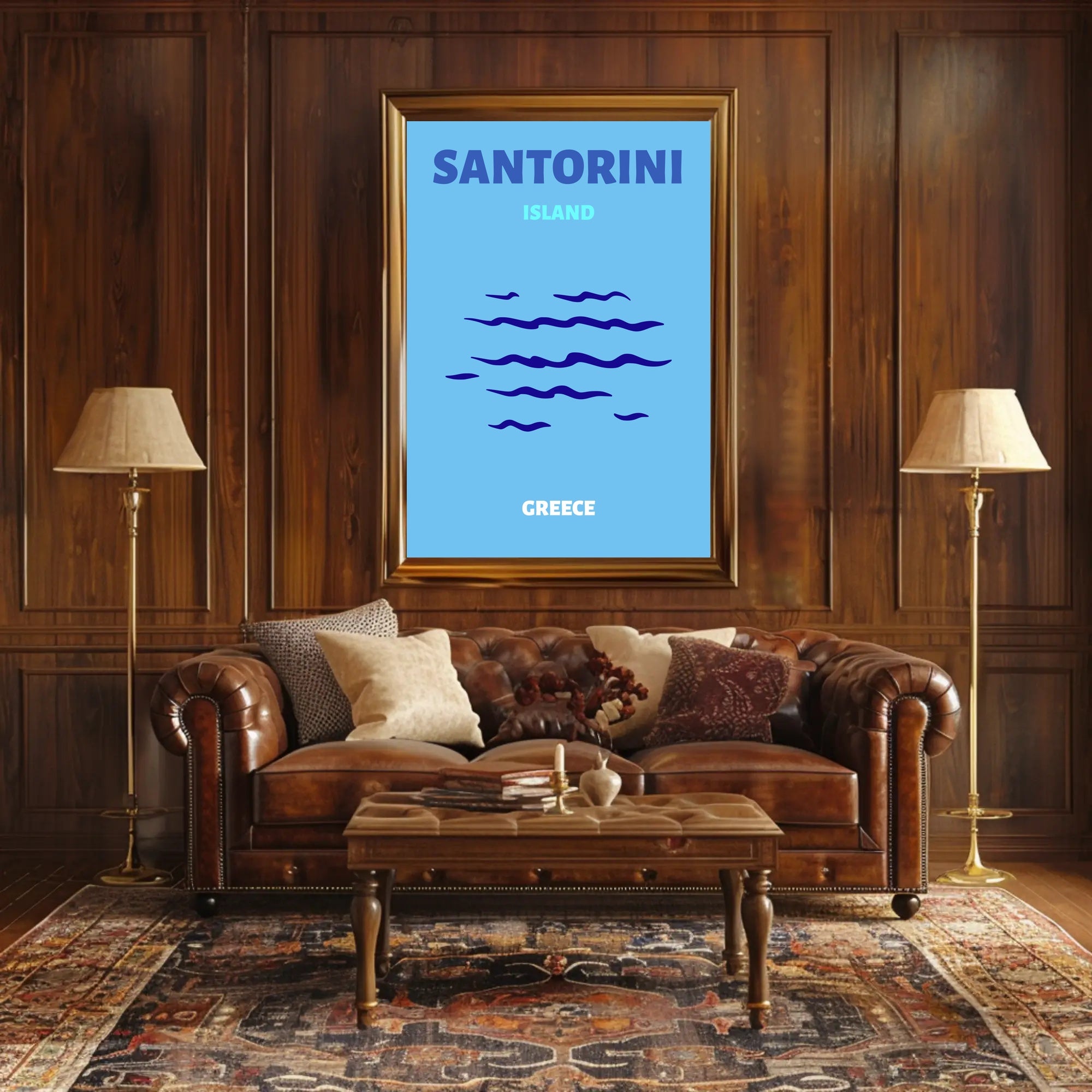 Santorini Greece Minimalist Landscape Travel Poster PosterGoat