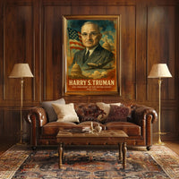 Harry S. Truman 33rd President of the United States Layered Digital Collage Poster