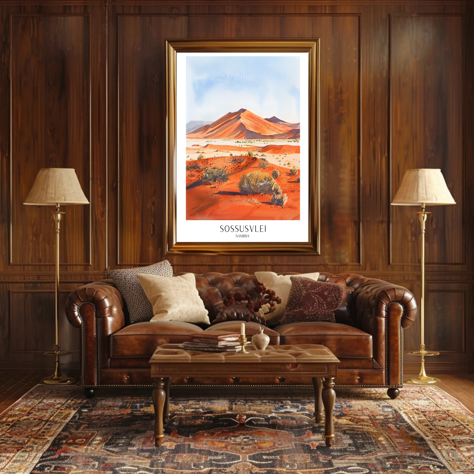 Sossusvlei Namibia Desert Watercolor Travel Poster PosterGoat