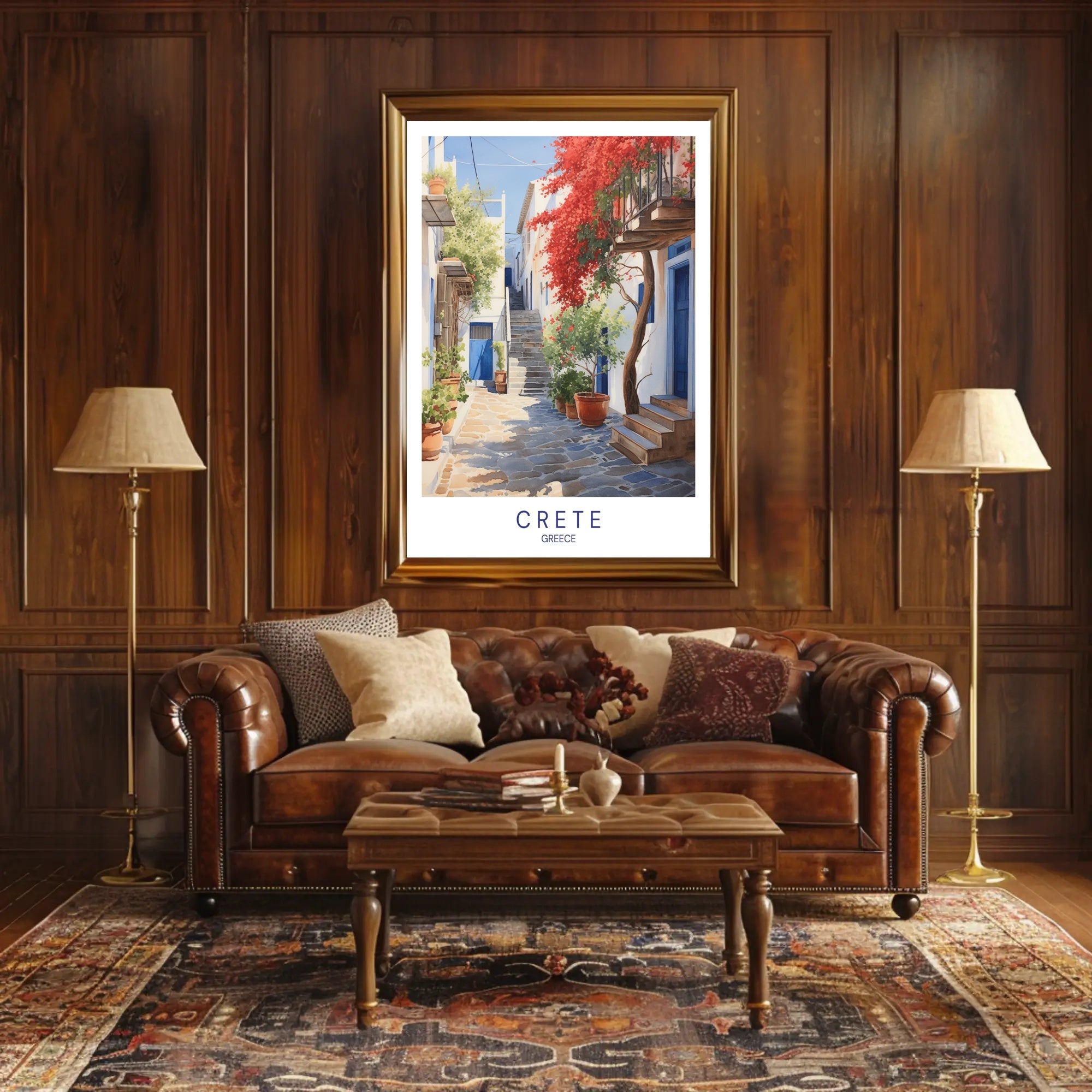 Crete Street Scene: Idyllic and Inviting Travel Poster PosterGoat