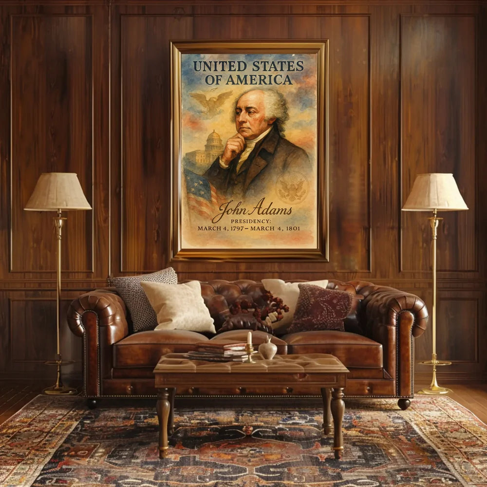 John Adams Early U.S. Presidency Historical Poster