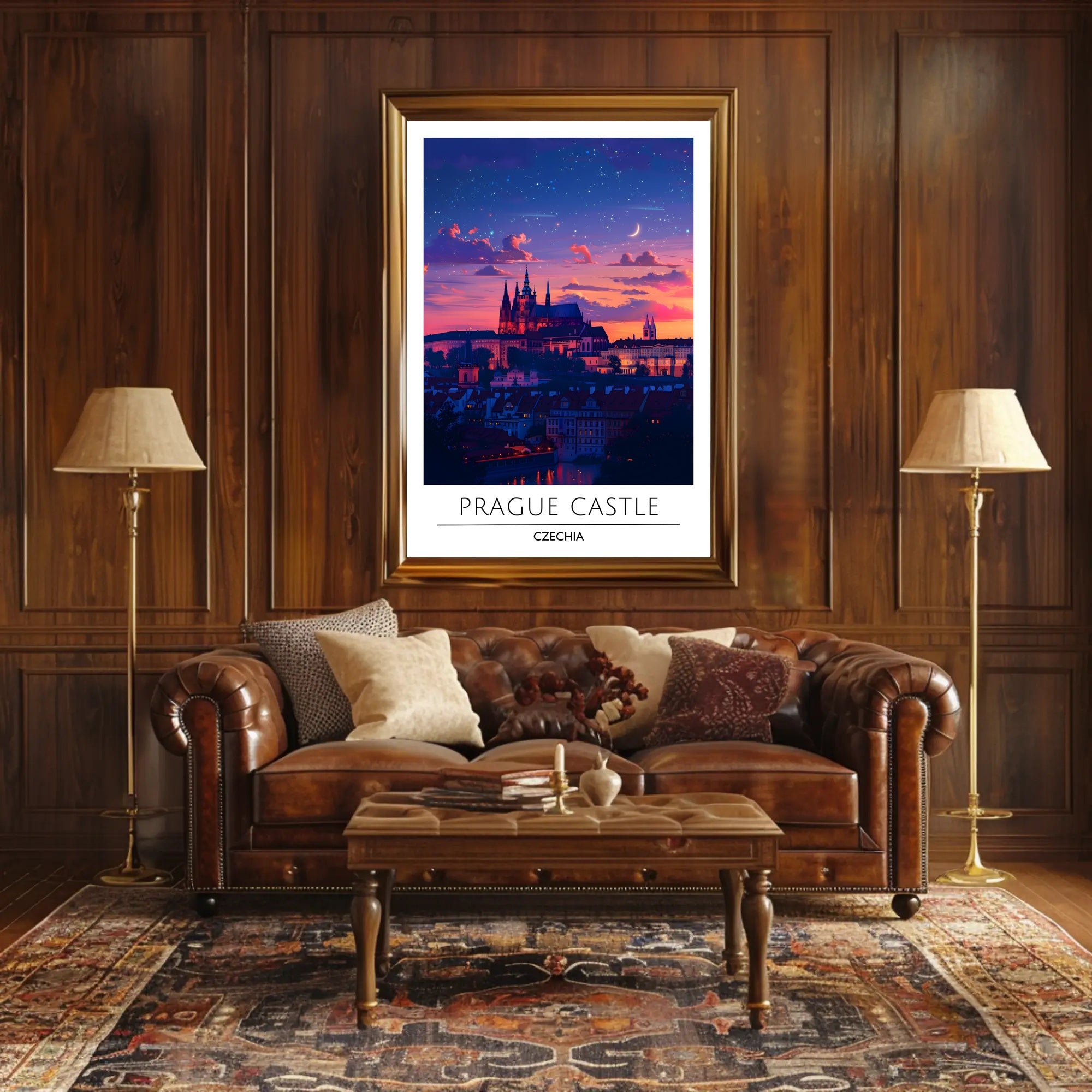 Prague Castle Twilight Enchantment Travel Poster