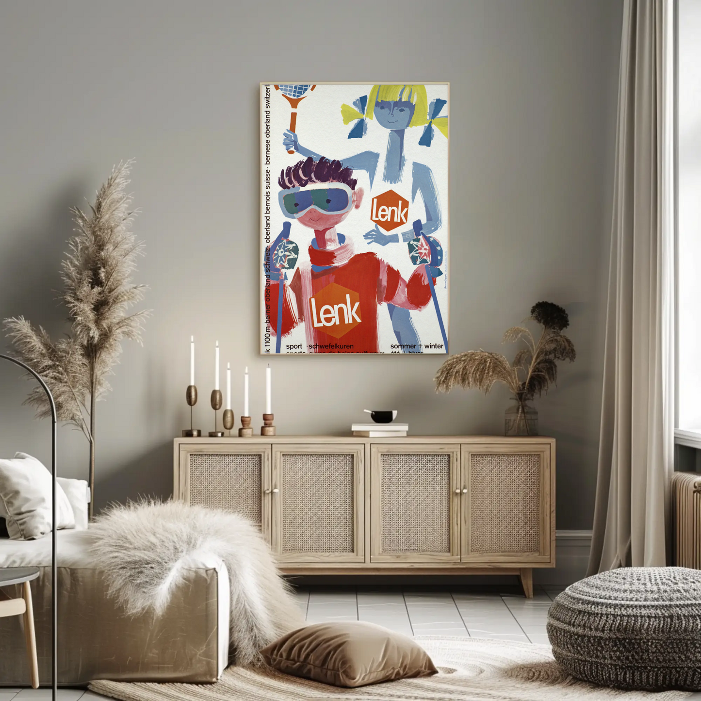 Lenk Switzerland Winter Summer Vintage Poster