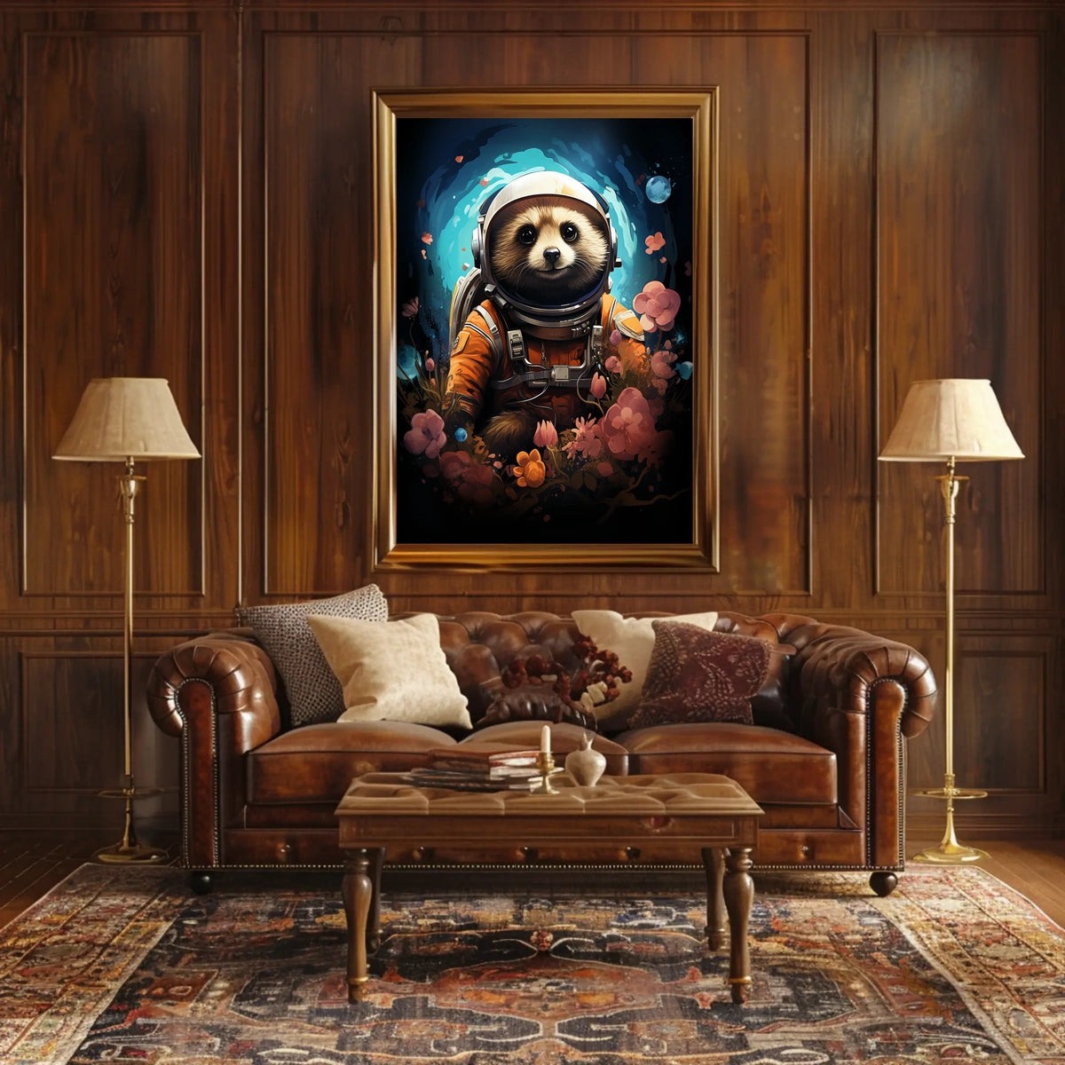 Cosmic Explorer Astronaut Raccoon Poster Wall Art Print
