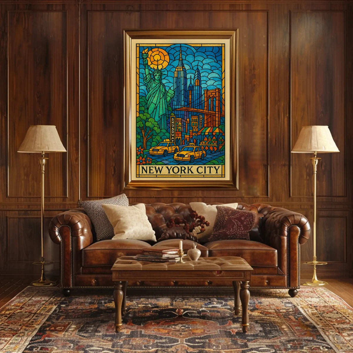 New York City Iconic Landmarks Poster Abstract Wall Art