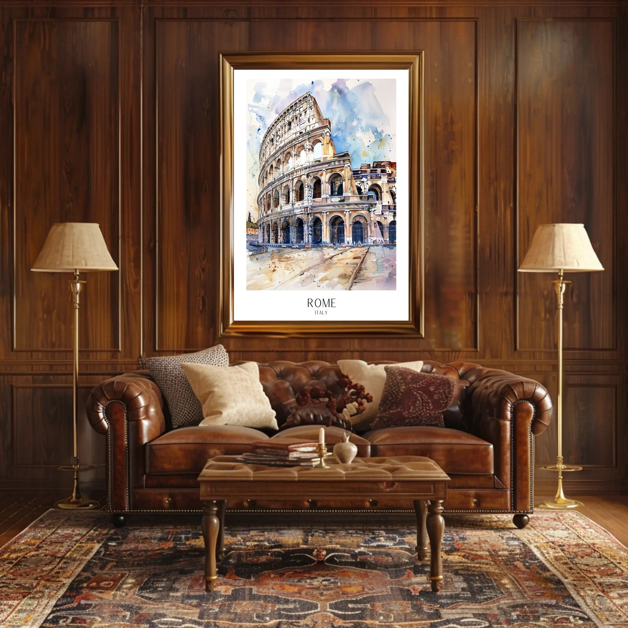 Colosseum Watercolor Illustration, Vibrant Travel Poster PosterGoat