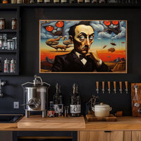 Surrealistic Abstract Art Dreamscape with Black Suit Figure Poster