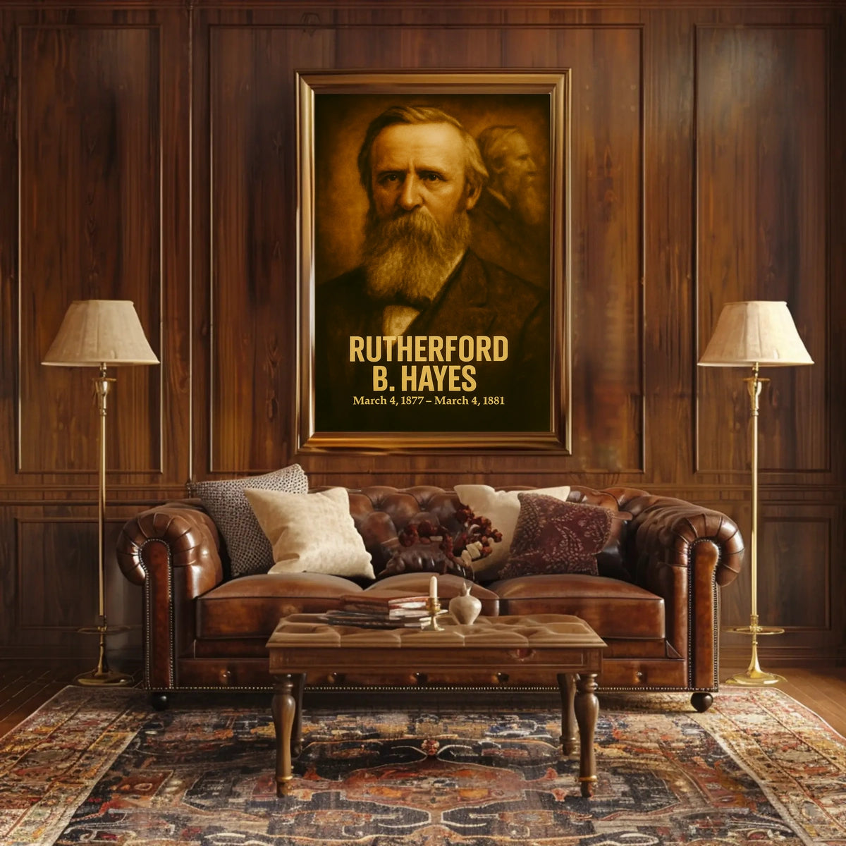 Rutherford B Hayes Poster Vintage Presidential Portrait Print Analog Film Aesthetic Historical Wall Art