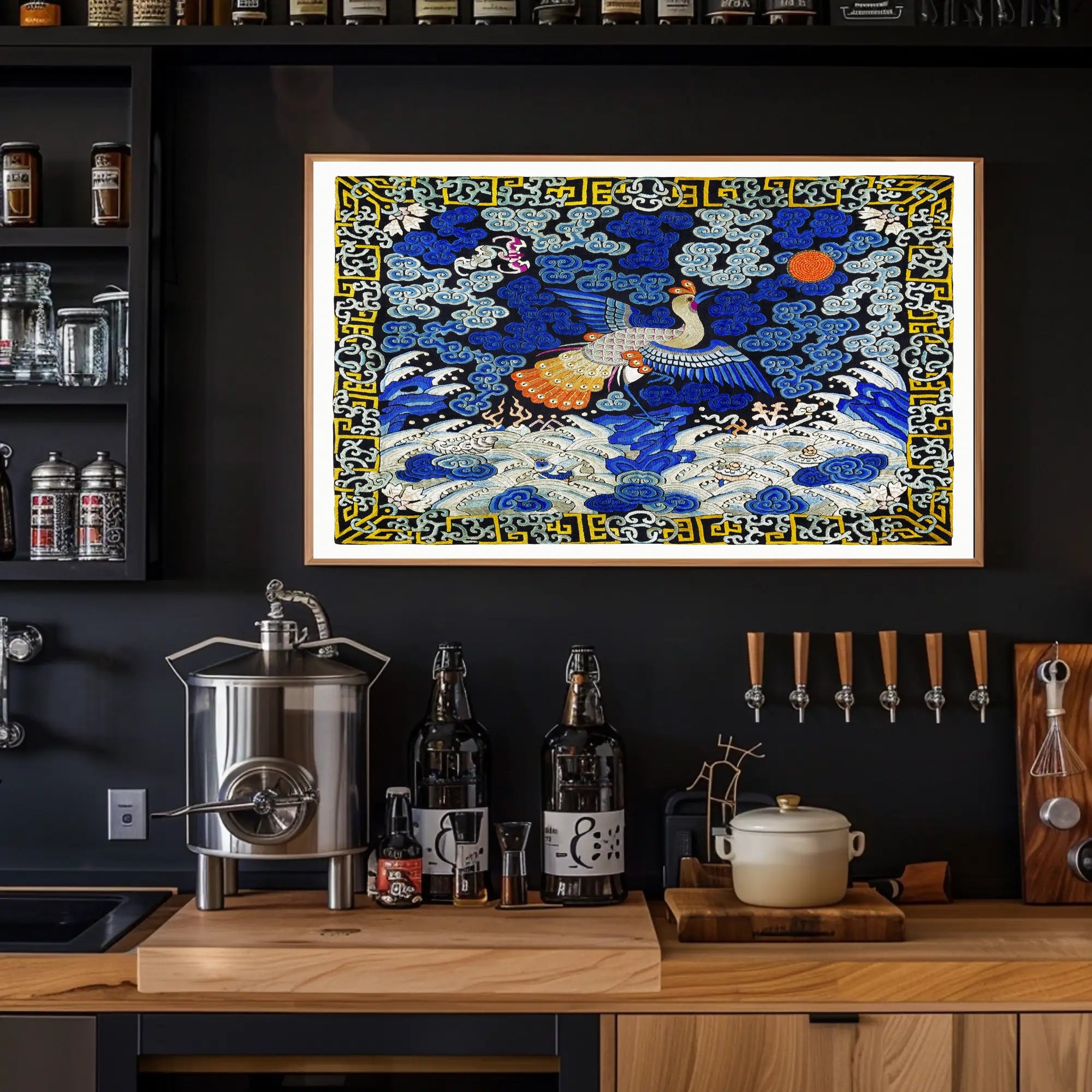 Mythical Phoenix in Stormy Sea Artistic Poster