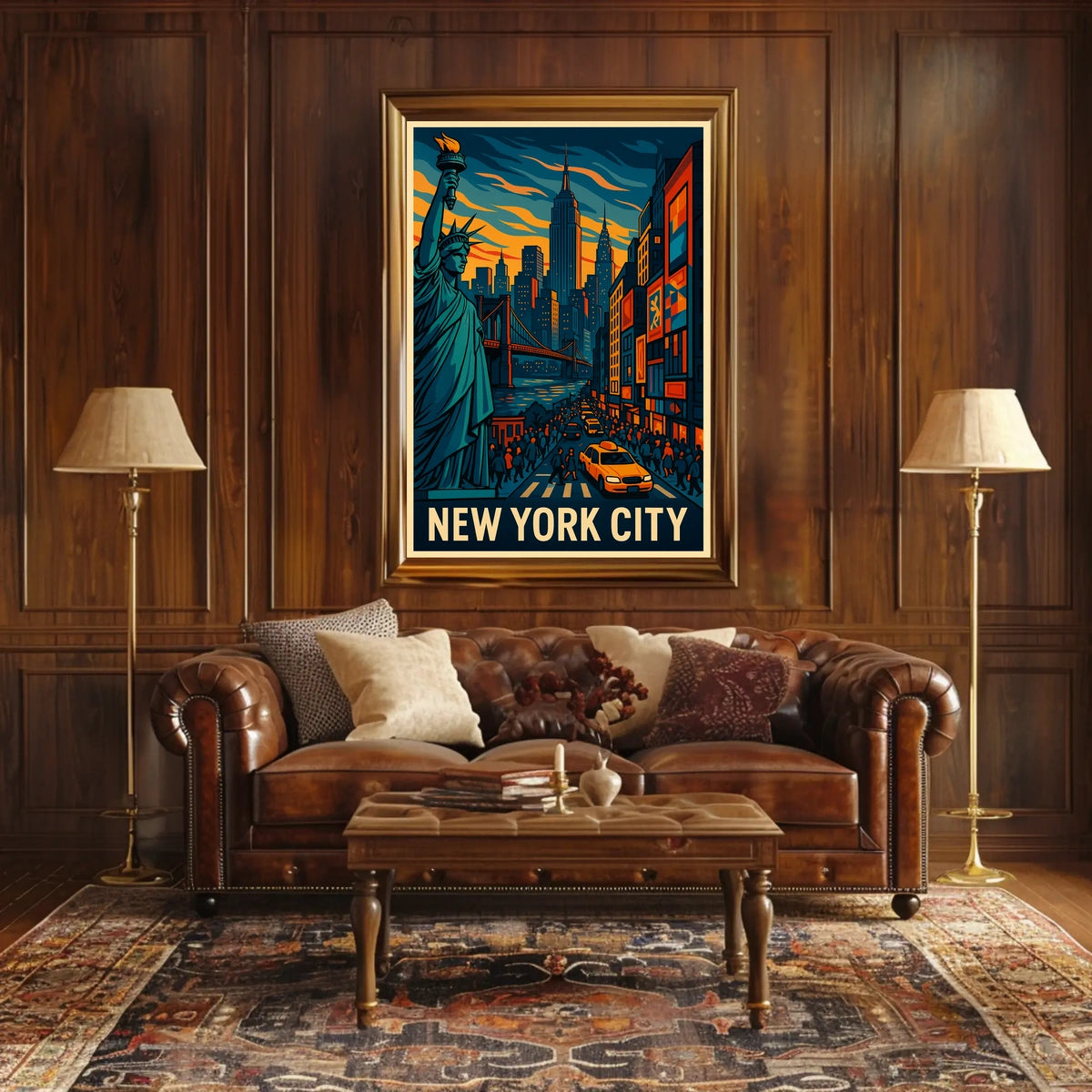 New York City Skyline Vibrant Poster Modern Wall Art