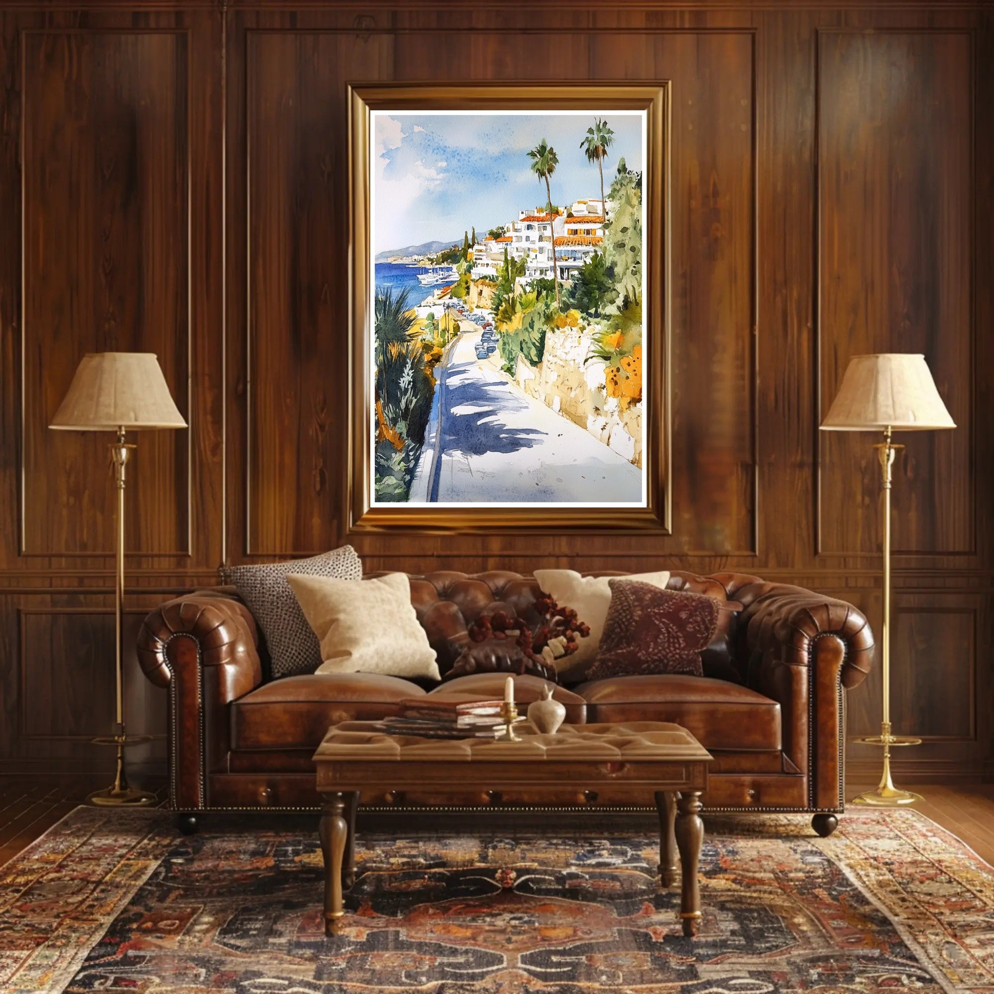 Coastal Mediterranean Scene Poster PosterGoat