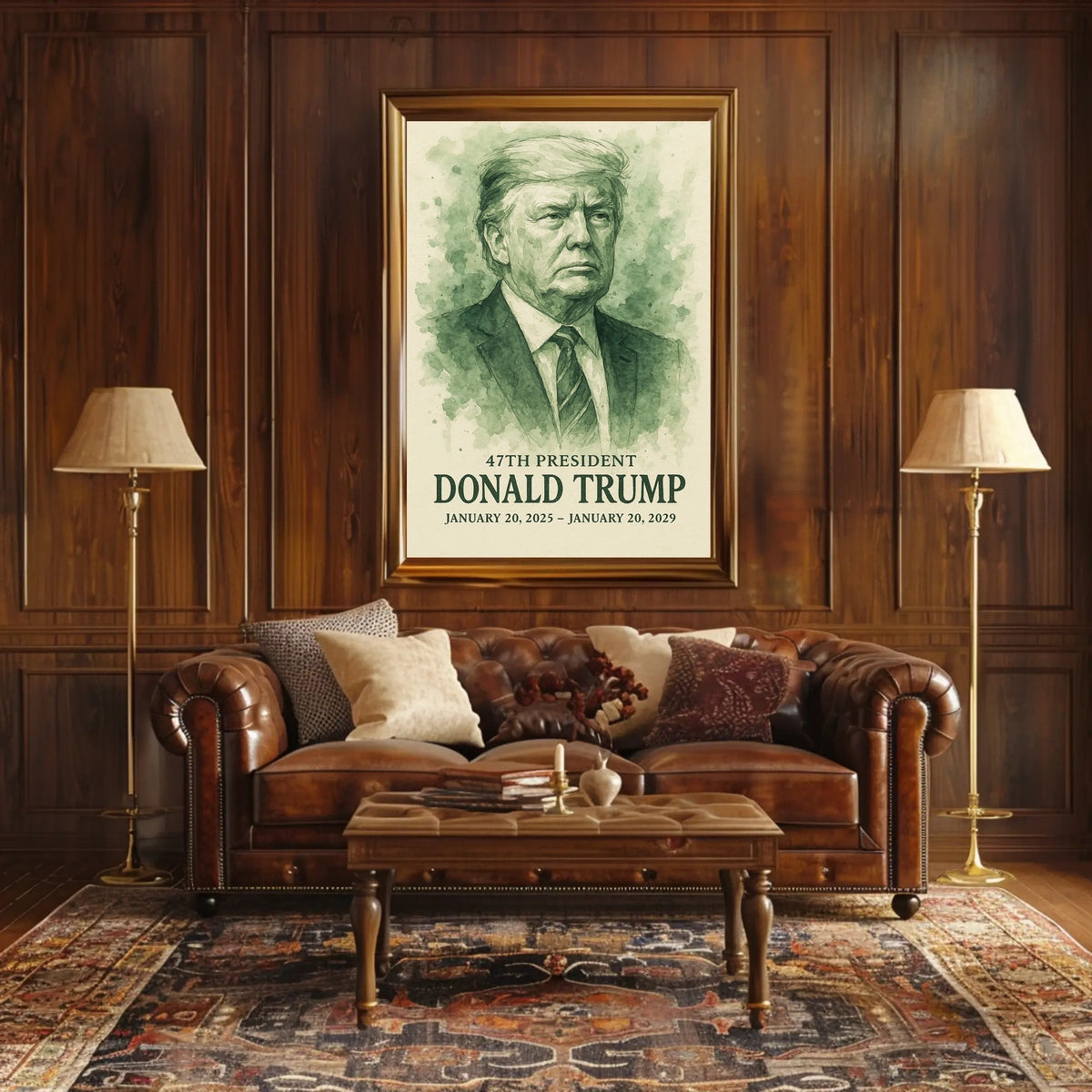 Trump Visionary Waves Watercolor Patriotic Poster