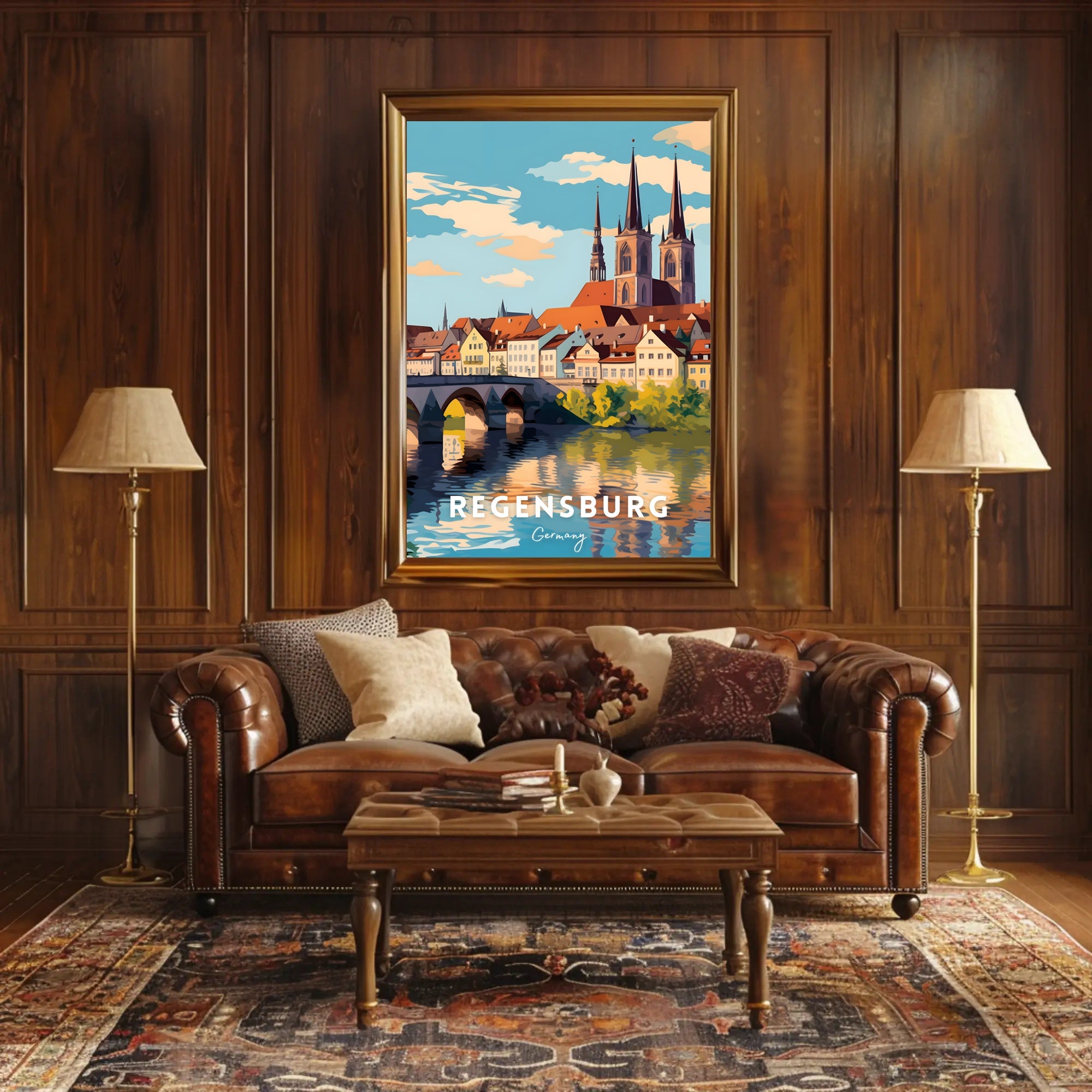 Regensburg Cityscape Travel Poster