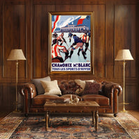 Chamonix Mont Blanc Vintage Sports Scene Poster PosterGoat
