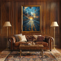 Road Lightning: Dramatic Landscape Surrealism Artistic Poster PosterGoat