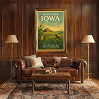 Iowa's Scenic Beauty Illustrated Travel Poster