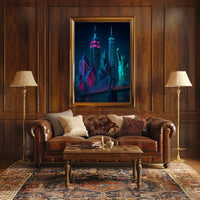 Neon Dreams Of New York Poster Cyberpunk Cityscape Urban