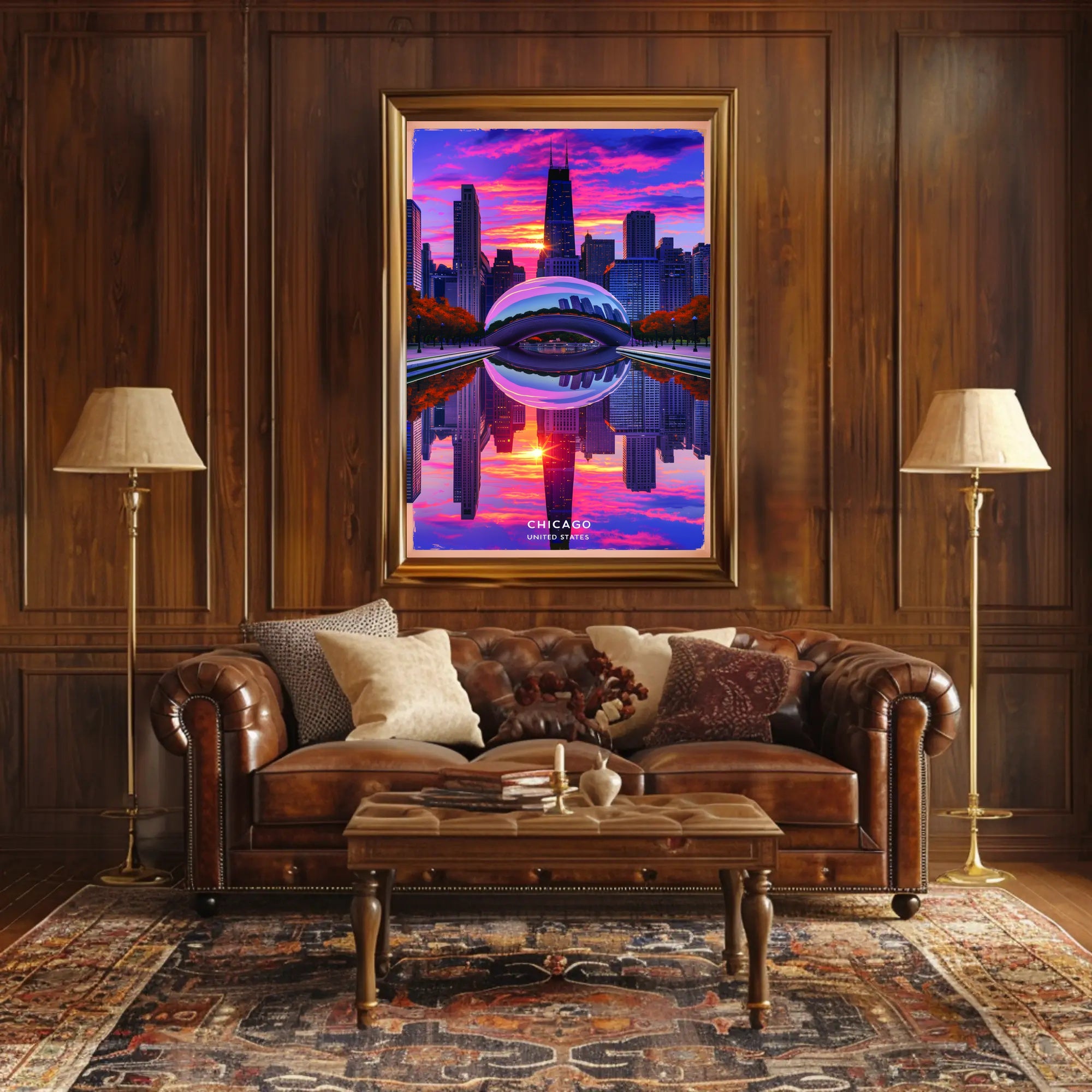Chicago's Iconic Skyline at Sunset Poster