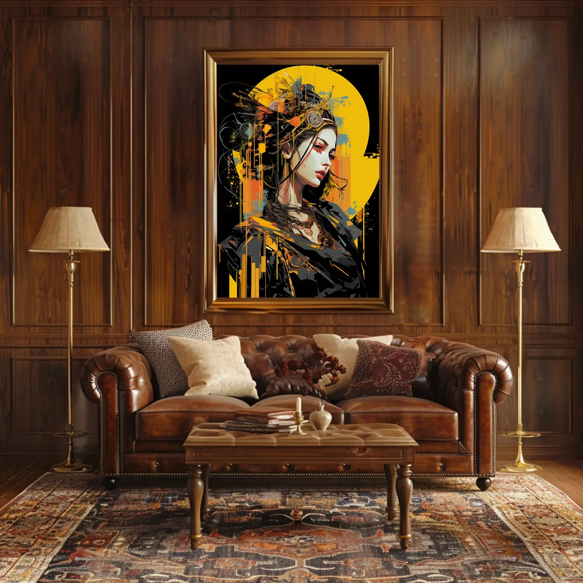 Futuristic Cyberpunk Woman Portrait Art Poster