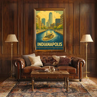 Indianapolis Skyline Vintage Travel Art Poster