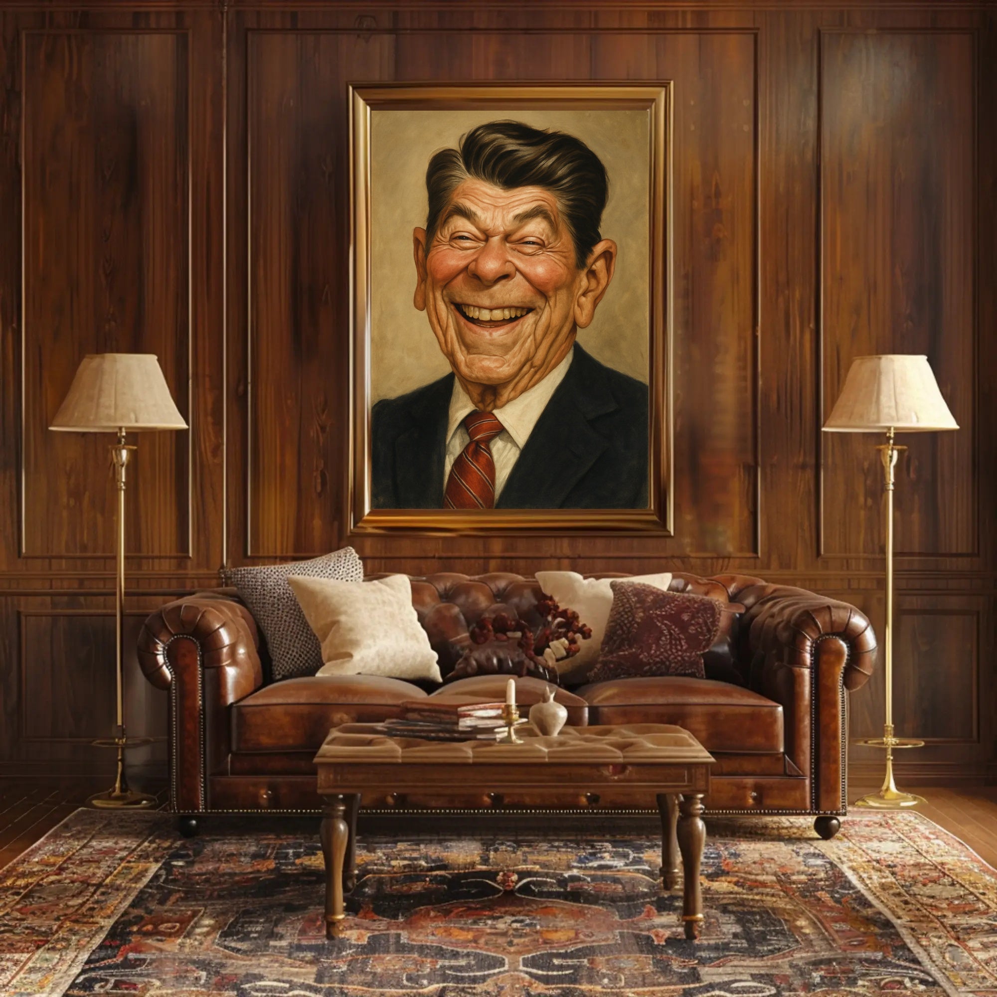 Ronald Reagan Caricature Poster PosterGoat