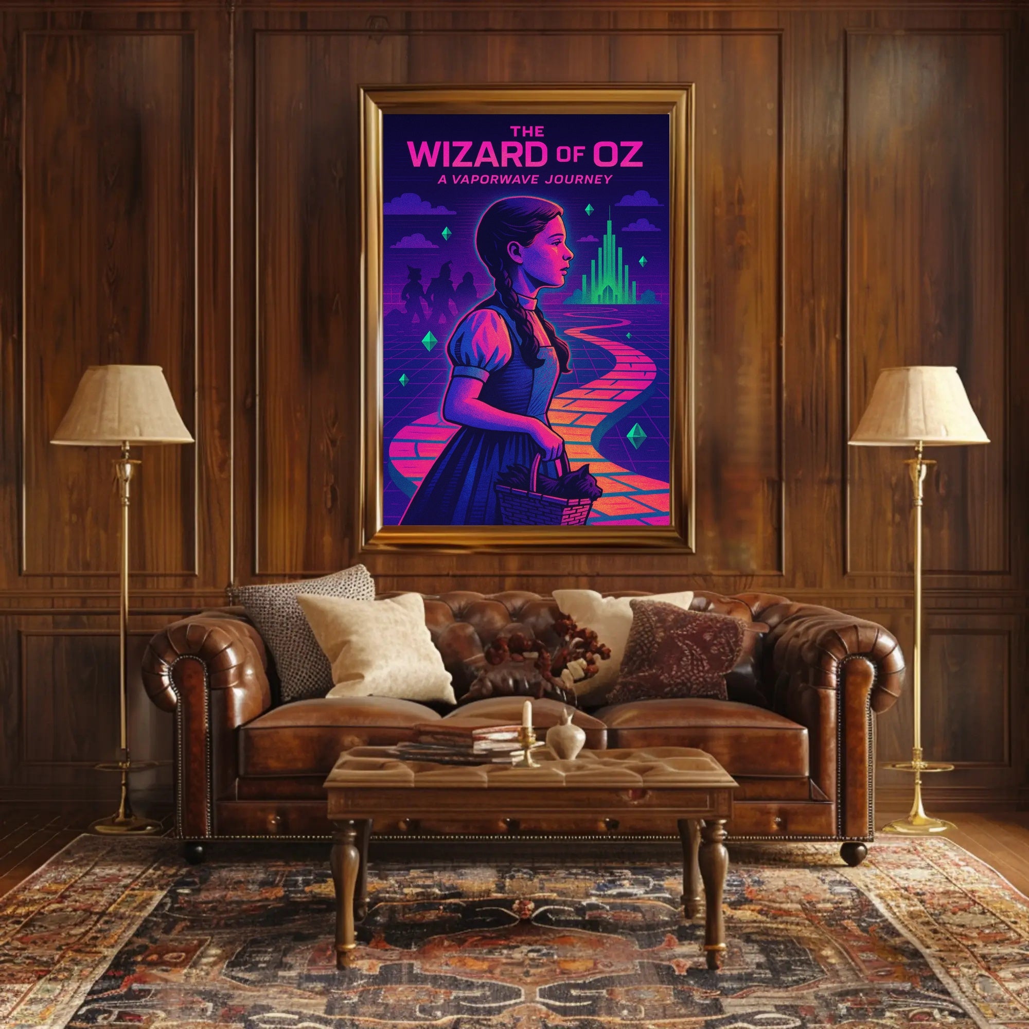 Vaporwave Wizard of Oz Fantasy or Mythology Poster PosterGoat