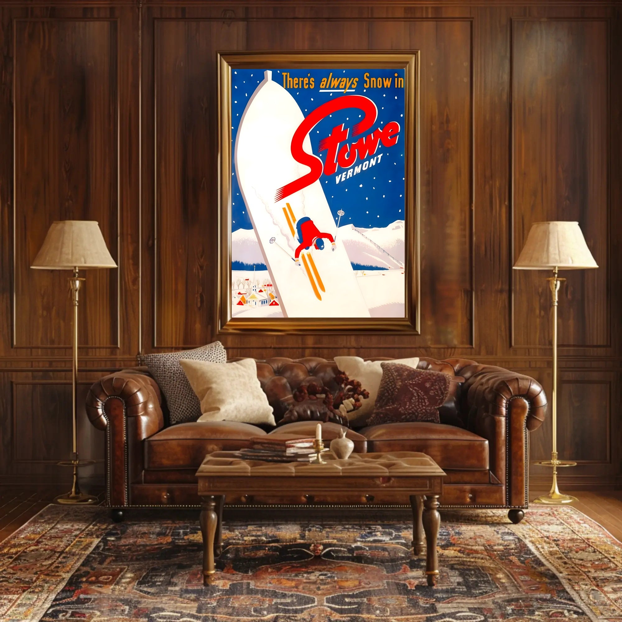 Ski Adventure in Stowe Vermont Travel Poster PosterGoat