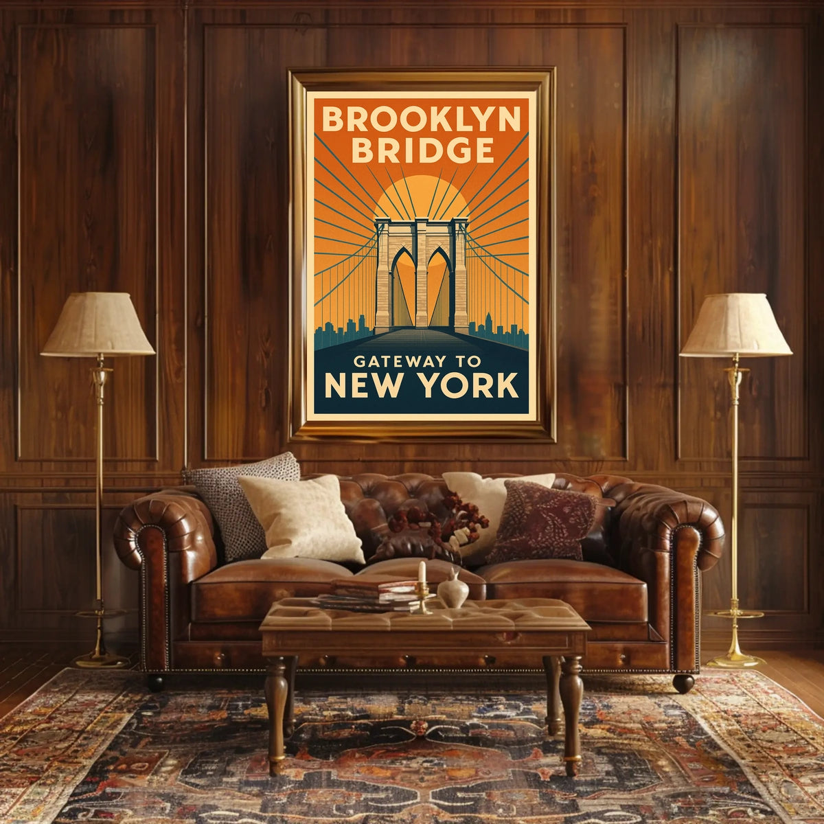 Brooklyn Bridge Gateway Poster Modern Travel Wall Art